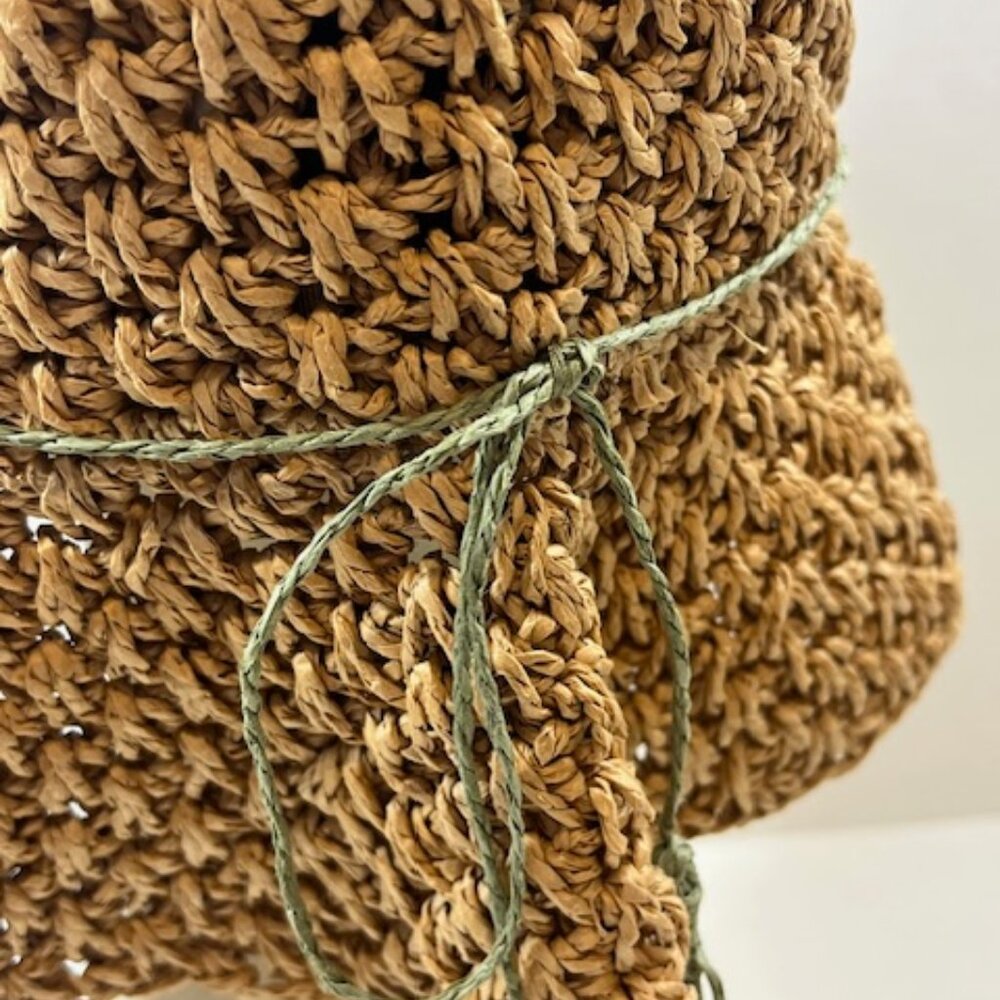 Steve Madden Crocheted Paper Straw Floppy Summer Sun Travel Hat Lightweight - Picture 8 of 15